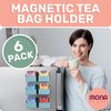 Mona Magnetic Tea Bag Organizer - Set of 6 Individual Tea Bag Holders for The Refrigerator, Counter or Kitchen Shelf. Stylish & Practical Space Saving Tea Organizer for Tea Display (Sage)