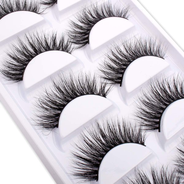 3D Mink False Eyelashes Pack Real Siberian Luxurious Messy Volume Dramatic Mink Fake Eyelashes Set 5 Pairs/Box A15-5（The New)