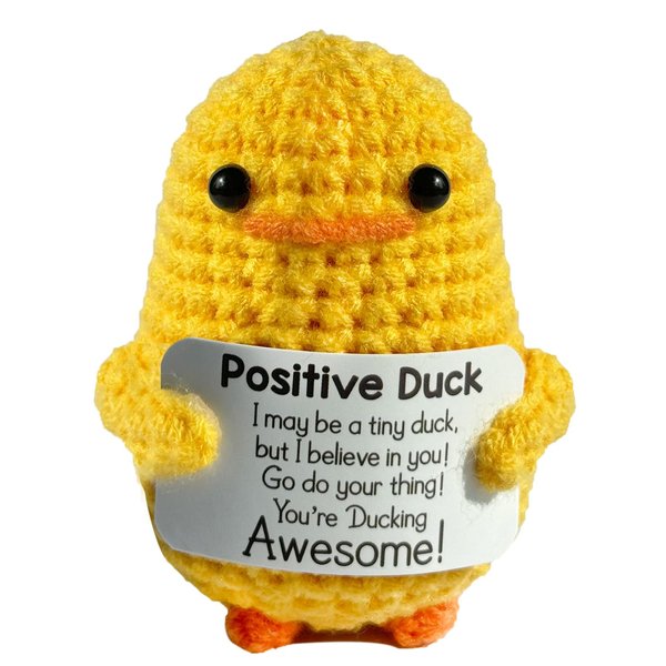 Rivanoer Inspirational Crochet Positive Duck，Stocking Stuffers for Women Cute Handmade Potato Knitted Duck Toy with Positive Card Cheering I Duck Love You Birthday Gifts for Women