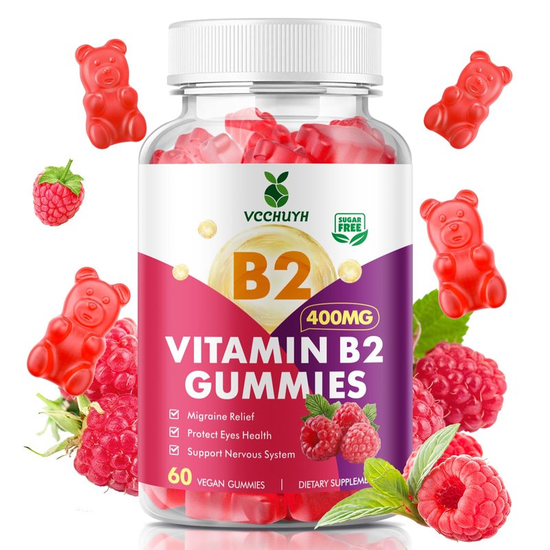 VCCHUYH Vitamin B2 Gummies for Kids & Adults, VIT B2 Riboflavin 400mg Supplement with Magnesium f...