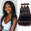 Straight Human Hair Bundles 24 26 28 Inch Premium Black Color Brazilian Virgin Remy Hair Extensions Ideal for Black Women
