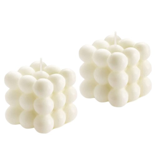 2PCS Bubble Candles Vanilla Scented Aesthetic Cube Candle, Floating Shelves Cool Shaped Candles, Home Office Danish Pastel Trendy Room Decor Aesthetic Small Decorative Candles