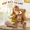 Leyndo Angel Remembrance Bear Plush Stuffed Animal with Recorder 12 Inch Voice Recording Dolls with a Picture Frame Memorial Toy for Family Baby Shower Birthday Party Gifts(Dark Brown)