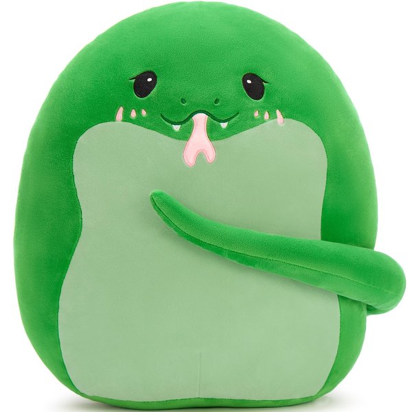 Tezituor Snake Plush Toy Pillow, 17.7” Soft Snake Stuffed Animal Green Snake Throw Pillow Plushie Doll Birthday Decor for Kids Boys Girls