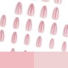 Almond Press on Nails Medium Fake Nails Pink False Nails with Design Glitter Glue on Nails Glossy Acrylic Nails Full Cover Stick on Nails Shiny Artificial Nails for Women Manicure 24Pcs