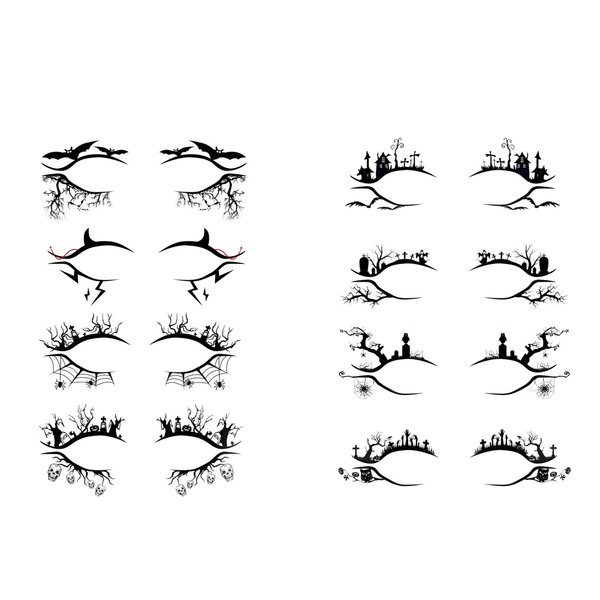 Generic Halloween Face Eye Tattoo Stickers Scary Spider Web Skull Bat Waterproof Temporary Tattoo Stickers for Halloween Party Makeup 3D Self-Adhesive Eye Art Decoration Tools (8 Pairs), Black