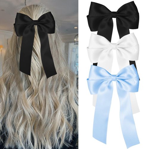 Bmobuo Hair Bows for Women Hair Ribbons Clips Satin Soft Ribbons Hair Clips Hair Barrettes Coquet...