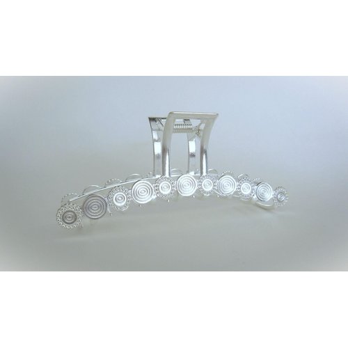 Generic Long silver metal circles hair claw clip for medium thick hair