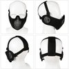 AOUTACC Airsoft Protective Gear Set, Half Face Mesh Mask with Ear Protection and Tactical Goggles for Adult Men Women BBS Paintball Shooting CS Survival Games Cosplay (Black)