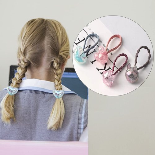 20 Pcs Children Elastic Hair Ties Blingbling Cute Candy Color Hair Bands Girls Hair Ring Soft Ponytail Holder Hair Accessories for Infants Toddlers Kids Teens