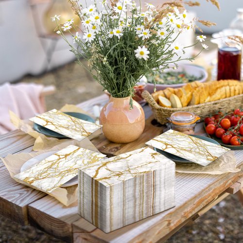 Geyoga 100 Pcs Marble Guest Napkins 2 Ply Guest Bathroom Paper Napkins Disposable Hand Guest Towels for Thanksgiving Harvest Parties Dinners Decorative