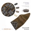 Aison Light Brown Hair Extensions Clip in Real Human Hair 70G 100% Remy Human Hair Clip in Extensions for Women 7pcs 16clips (18 Inch #6) Brown Hair Extensions,Chestnut Brown Hair Extensions