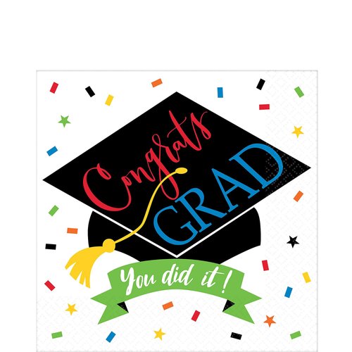 Amscan 100% Done Party Napkins x 6 1/2", Pack of 125