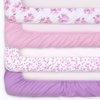 The Peanutshell Floral Crib Sheet Set for Baby Girls - 4 Pack - Pink & Purple