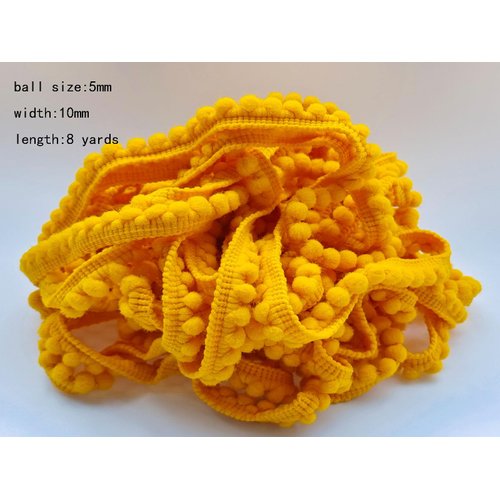 Mini Pom Pom Trim 8 Yards 5mm Ball Fringe Trim for Sewing Accessory Decoration DIY Crafts (Earth Yellow 1720)