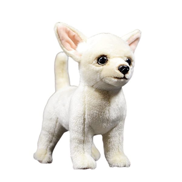 Tiny Heart Simulation Chihuahua Puppy Soft Stuffed Plush Toy 10" Long, Cute Realistic Chihuahua Plush Stuffed Animals Gifts for Kids