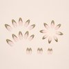 MISUD Medium Almond Press on Nails Stiletto Fake Nails Glossy Glue on Nails Elegant Artificial Acrylic Nails Gold French Tip Stick on False Nails with Design 24 pcs