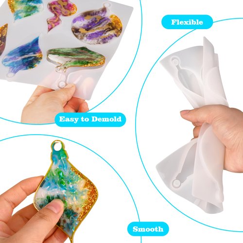 Actvty Christmas Resin Molds, 2 PCS Christmas Ornaments Silicone Molds for Epoxy Resin, 12 Different Shapes Christmas Pendant Molds DIY Resin Crafts Jewelry Keychain Xmas Decor Gift