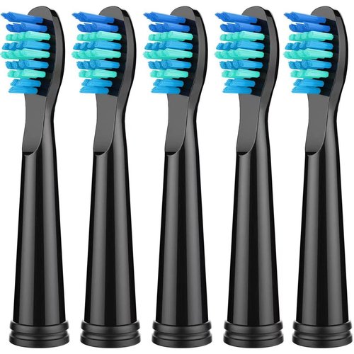 KOPBTBOY Toothbrush Replacement Heads Compatible with Fairywill,Toothbrush Heads Compatible with FW507/508/551/515/917/ 959/2011,FW-D1/D3/D7/D8, 5pc Medium Soft Black