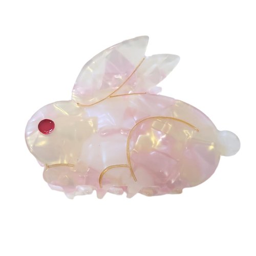Pink Bunny Hair Clip,Cellulose Acetate Hair Clips,Small Claw Clips for Women,Hair Accessories
