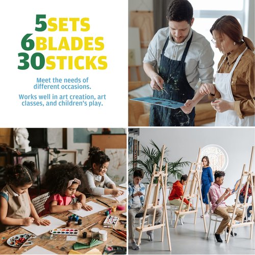 Plastic Spatula Palette Knives Set 30Pcs(5 Pack), KELIFANG Painting Knife for Mixing, Spreading, Scratching, Layering Colors, Thin and Flexible Art Tools for Carving, Oil, Acrylic, Watercolor Painting