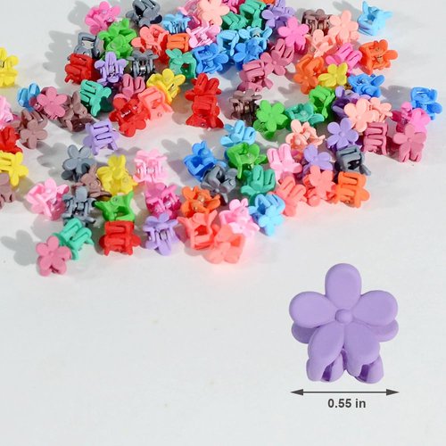 Mini Flower Hair Clip Flower Clips,Colorful Mini Hair Claw Small Hair Clips,Baby Hair Clips Toddler Hair Clips for Women Girls Bangs Strong Grip Tiny Flower Hair Clips (50, Matte Colors)