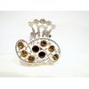 Generic small mini silver metal pink, amber brown or clear crystal hair claw clip (Primary color: Brown)