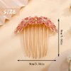 Aimimier Crystal Inlaid French Flower Hair Comb Sparkly Rhinestone Gem Side Combs Long Teeth Hair Pins Styling Hair Accessories for Women Girls(Pink)