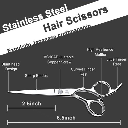 Hair Cutting Scissors and Thinning Scissors Kit,6.5 inch Professional Salon Haircut Scissors Kit,Barber Hairdressing Shears Set,Hair Cutting Shears Texturizing Shears (Silver)