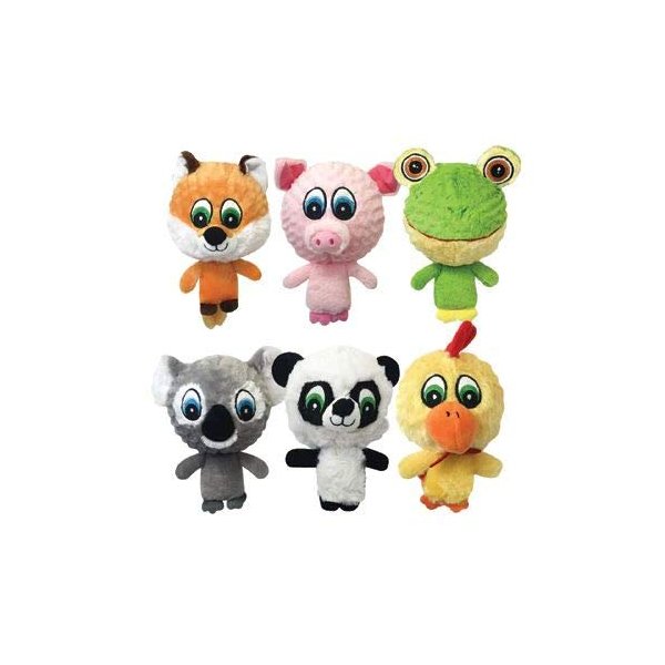 Multipet 4" Knobby Noggins Plush Dog Toy Assorted Styles (Pack of 6)
