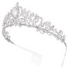 Vofler Crystal Tiara Crown Silver Headband Headpiece Rhinestone Hair Jewelry Decor for Women Ladies Little Girls Bridal Bride Princess Birthday Wedding Pageant Prom Halloween Costume Party with Combs