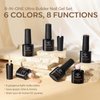 modelones Builder Nail Gel 6 Colors, 8-in-One Gel Builder Set for Nail Thickening, LED Nail Lamp Cured Hard Gel Builder Nail Strengthener Extension Gel Nail Polish Nail Glue Gel in a Bottle