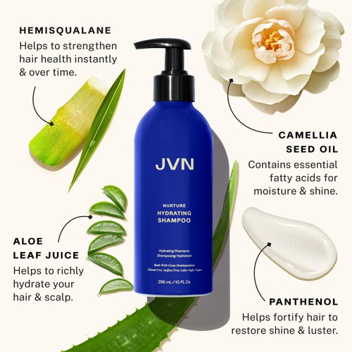 JVN Nurture Hydrating Shampoo, New and Improved, Instantly Moisturizing and Deeply Nourishing Shampoo for Dry Hair, 10 Fluid Ounces