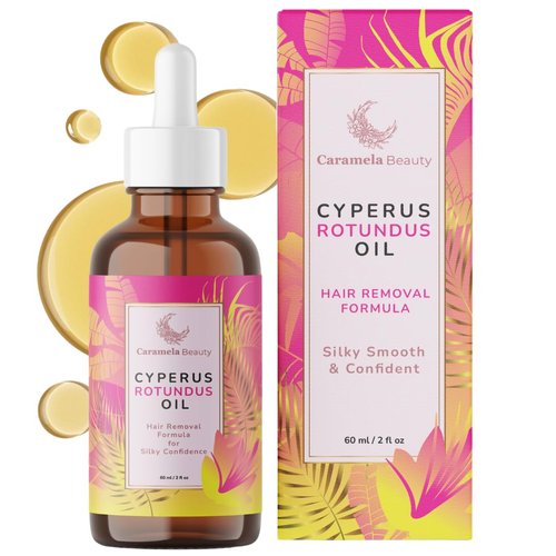 Caramela Beauty Cyperus Rotundus Oil - 60ml Natural Cyperus Rotundus Oil For Hair Removal, Moisturizing & Soothing Cyperus Oil For Reducing Body Hair Growth, Hair Removal Oil Ideal for All Skin Types