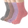 Meaiguo Women's Toe socks Cotton Crew Five Finger Socks For Running Athletic 4 Pack(ABL)