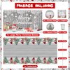 195PCS Silver Christmas Party Supplies Decorations Christmas Tableware Set Kit Includes Xmas Paper Plates and Napkins Sets Glitter Merry Xmas Disposable Dinnerware Tablecloth Banner Backdrop Serve 24