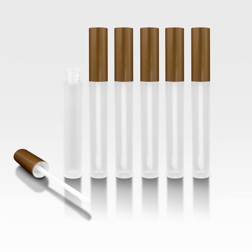 Cosmetic Packaging Now! Vibe Frosted Lip Gloss Tubes w/Matte Gold Cap & Doe Foot Wand (6 Pack)