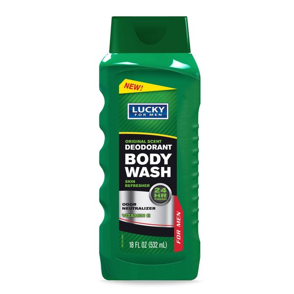 Lucky Super Soft Men's Deodorant Green Body Wash, 18 Fluid Ounce