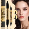 3D Four-Tip Eyebrow Pen & Eyeliner Duo - Waterproof, Long-Lasting, Smudge-Proof, Easy to Use for Perfect Brows and Defined Eyes - Black Eyebrow Pencil & Black Eyeliner