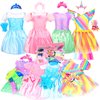 LIMIROLER Princess Dress Up Clothes for Little Girls Princess Role Play Costume Gift Set 25 Pcs Pretend Toys Kit for Toddlers Girls Aged 3-6 Years Old