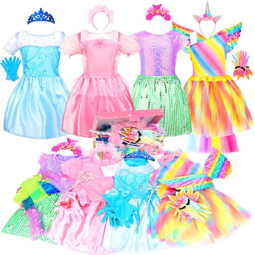 LIMIROLER Princess Dress Up Clothes for Little Girls Princess Role Play Costume Gift Set 25 Pcs P...