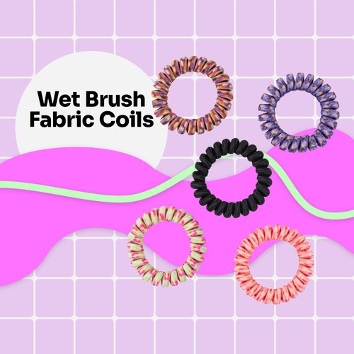 Wet Brush Fabric Coils Hair Scrunchies for Women & Girls - 5 Count, Assorted Colors - Suitable for All Hair Types - Pain-Free Hair Accessories Perfect for Long Lasting Braids, Ponytails and More
