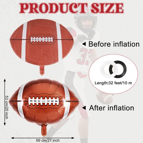 27 Inch Football Balloons,6 Pcs Football Foil Balloons,Super Bowl Balloons,Football Party Balloons for Super Bowl Decor Tailgate Game Day Football Sport Themed Birthday Party Decorations Supplies