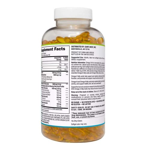 Member's Mark Omega 3, 6, 9 Dietary Supplement 1600 Mg, Soft Gels, 325Count