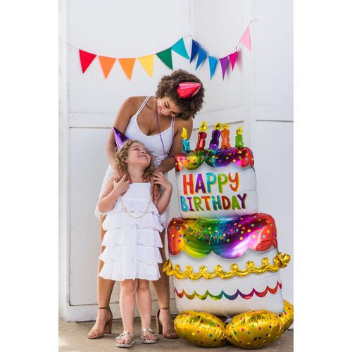 amscan 53" Anagram Birthday Cake Airloonz Foil Balloon, Multicolor
