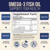 Triple Strength Omega 3 Fish Oil 2000 mg Rapid Release Softgels, Omega-3 Supplements, Natural Brain Heart Joint Health & Immune Support - Fatty Acids with EPA & DHA - Fish Oil Supplement - 60 Count