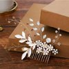 Foyte Crystal Gold Wedding Hair Comb Flower Rhinestone Headpieces Leaf Bride Hair Pieces Bridesmaid Side Hair Combs for Women and Bride