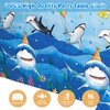 WERNNSAI Shark Party Supplies Set-33 Pcs Blue Ocean Birthday Party Decorations Disposable Under The Sea Party Tablecloth Plates Napkins for Boys Baby Shower Ocean Shark Theme Party Serve 16 Guests