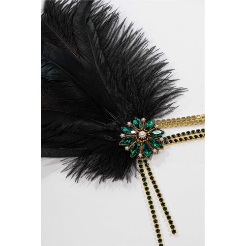 BABEYOND 1920s Headpiece Flapper Headband Rhinestone Pearl Feather Hair Band Great Gatsby Headpiece Accessoreis for Women