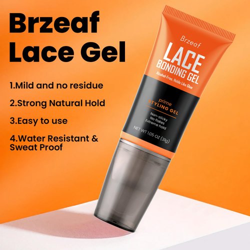 Brzeaf Lace Bonding Gel, Extreme Hold Lace Gelly, Gentle & Safe Formula, New Brush Head Design, Lace Glue & Wig Glue, Temporary Lace Gel for Wigs, Wonder Bond Holding Gel